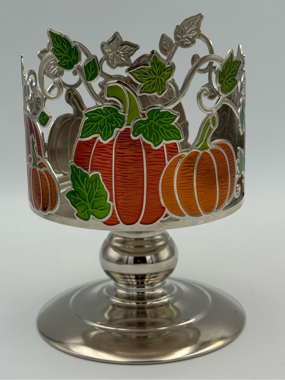 Bath & Body Works Pumpkin Patch Vine 3 Wick Candle Holder Pedestal Fall Decor